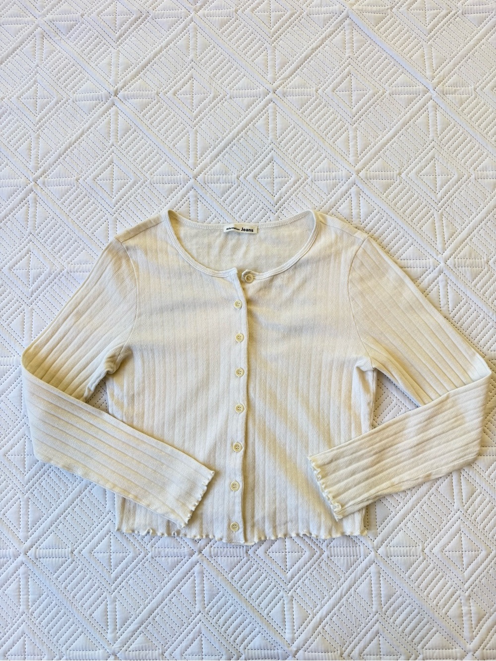 Reformation Ribbed Button-Front Organic Cotton Cardigan Size L